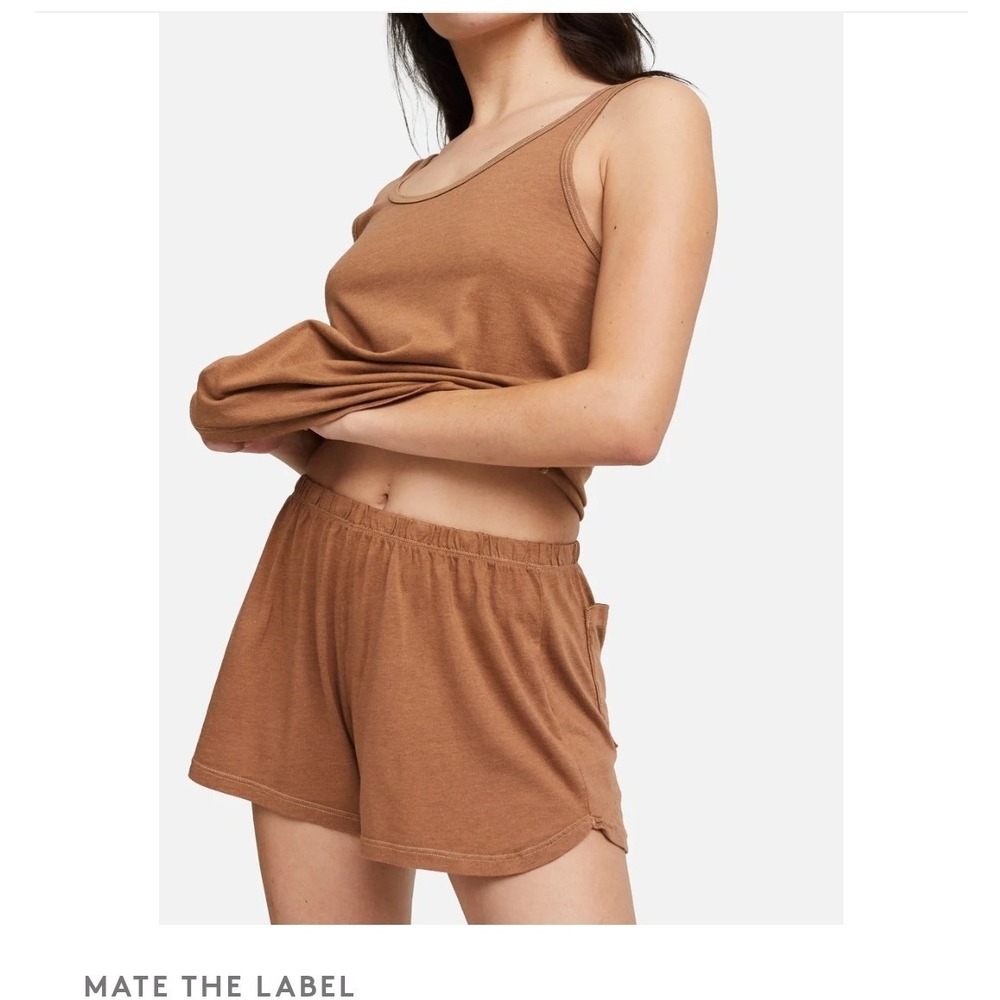 Mate the label set lounge tencel sleep organic shorts & tank cozy flaw oatmeal
